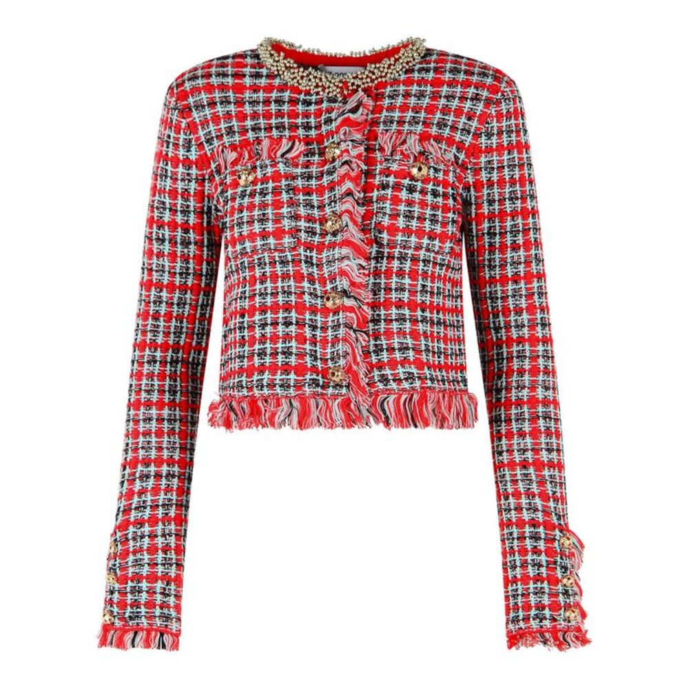 Self Portrait Red Cotton Blend Jacket Women